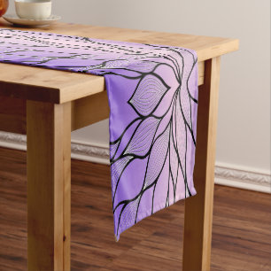 Pearlescent Purple Creative Leave Pattern Long Table Runner