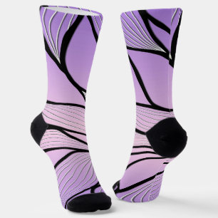 Pearlescent Purple Creative Leave Pattern Socks