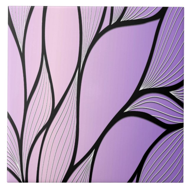 Pearlescent Purple Creative Leave Pattern  Tile (Front)