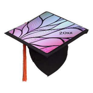 Pearlescent Purple Creative Leave Pattern Year Graduation Cap Topper