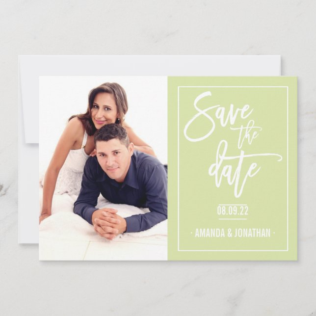 Pearlescent Yellow and Wedding White Save the Date (Front)