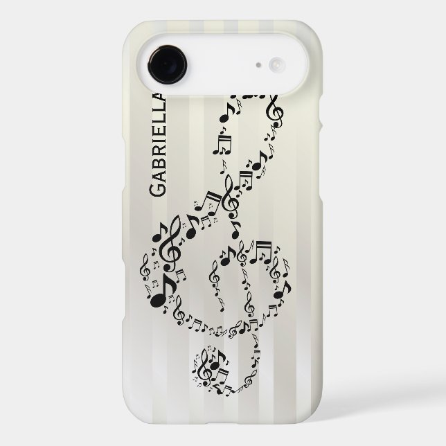 Pearlesque Stripes Black Treble Clef Music Notes Case-Mate iPhone Case (Back)