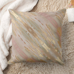 Pearlized Gold, Rose Throw Pillow