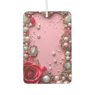 Pearls and a Detailed Red Rose Air Freshener
