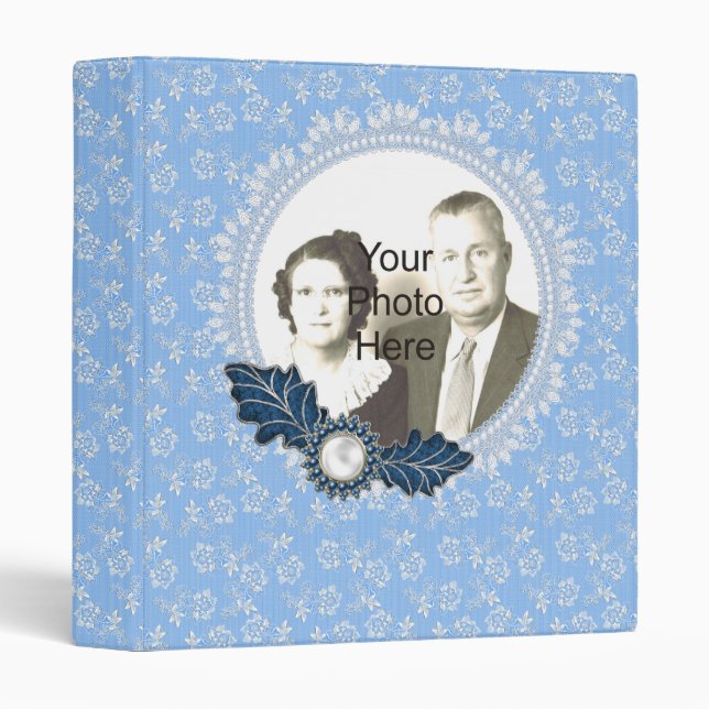 Pearls and blue Lace Photo Album Binder (Front/Spine)