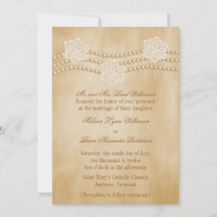 Pearls and Flowers Wedding Invitation