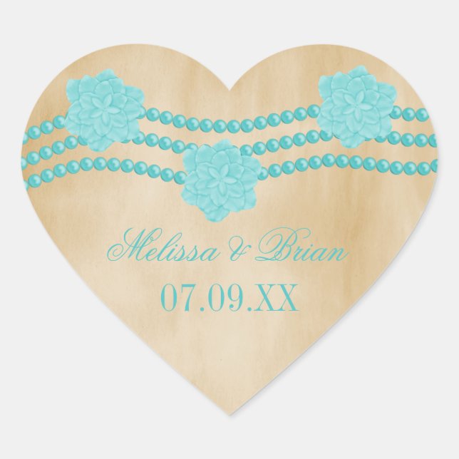Pearls and Flowers Wedding Stickers (Front)