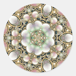 Pearls and Gold Kaleidoscope Classic Round Sticker