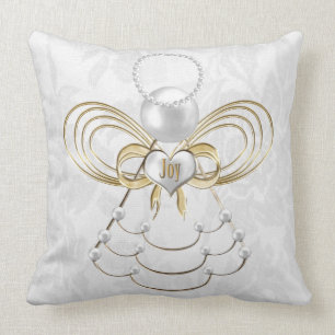 Pearls and Gold - Metallic Christmas Angel of Joy Throw Pillow