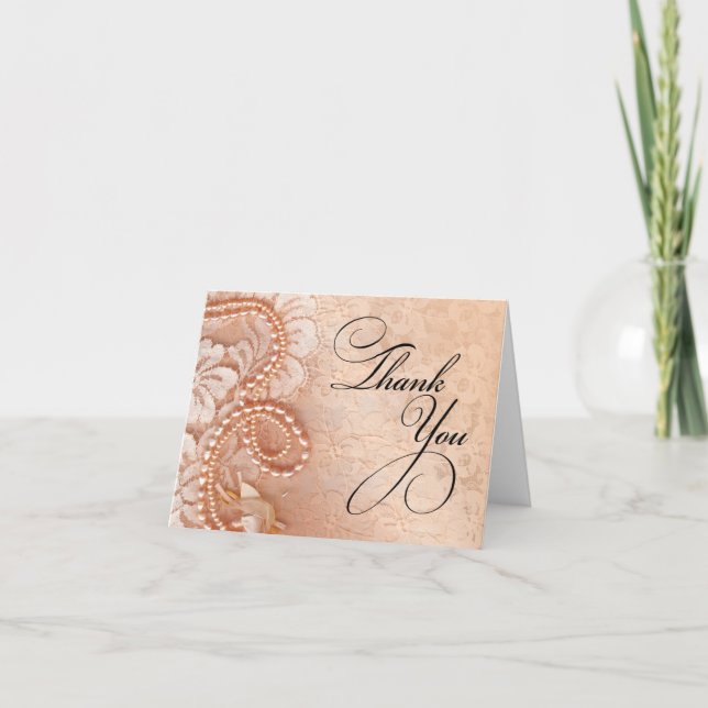 Pearls and Lace Thank You | perfect peach (Front)