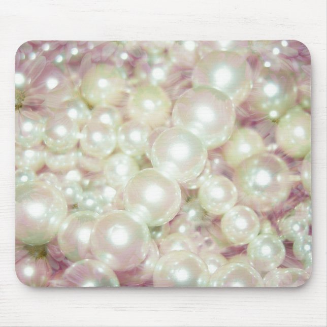 Pearls And Pink Daisy Mouse Pad (Front)
