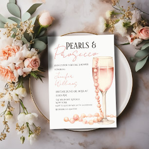 Pearls and Prosecco Blush Pink Bridal Shower Invitation