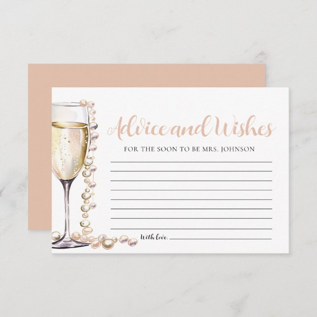 Pearls and Prosecco Bridal Advice and Wishes Card (Front/Back)