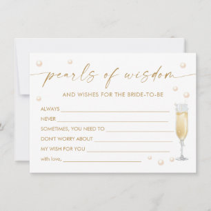 Pearls and Prosecco Bridal Shower Advice Card