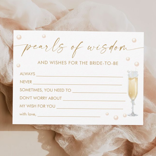 Pearls and Prosecco Bridal Shower Advice Card (Creator Uploaded)
