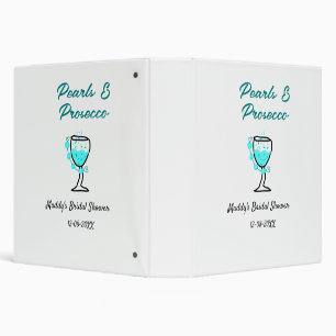 Pearls and prosecco bridal shower blue black name  binder