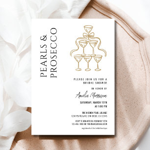 Pearls and Prosecco Bridal Shower Champagne  Invitation