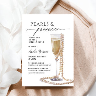 Pearls and Prosecco Bridal Shower Champagne Invitation