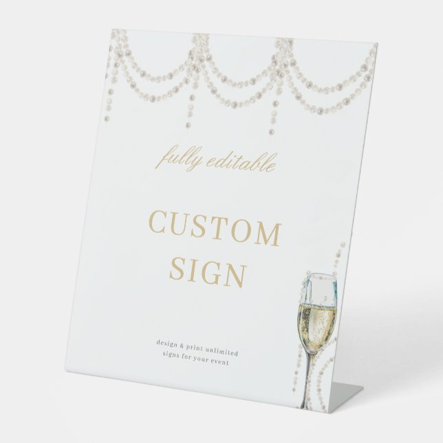 Pearls and Prosecco Bridal Shower Custom Sign (Front)