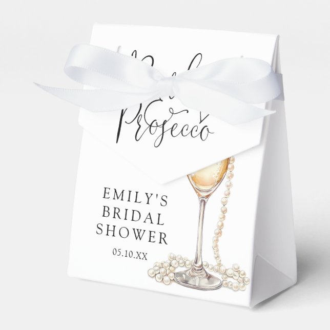 Pearls And Prosecco Bridal Shower Favor Box (Front Side)