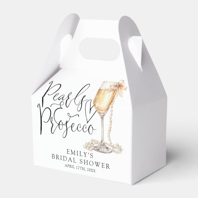 Pearls And Prosecco Bridal Shower Favor Box (Front Side)