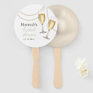 Pearls and prosecco bridal shower favour hand fan