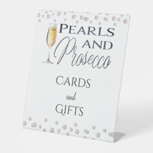 Pearls and Prosecco Bridal Shower Favour Pedestal Sign
