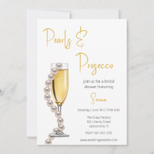 Pearls and Prosecco Bridal Shower  Invitation