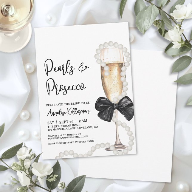 Pearls And Prosecco Bridal Shower Invitation (Pearls And Prosecco Bridal Shower Invitation)