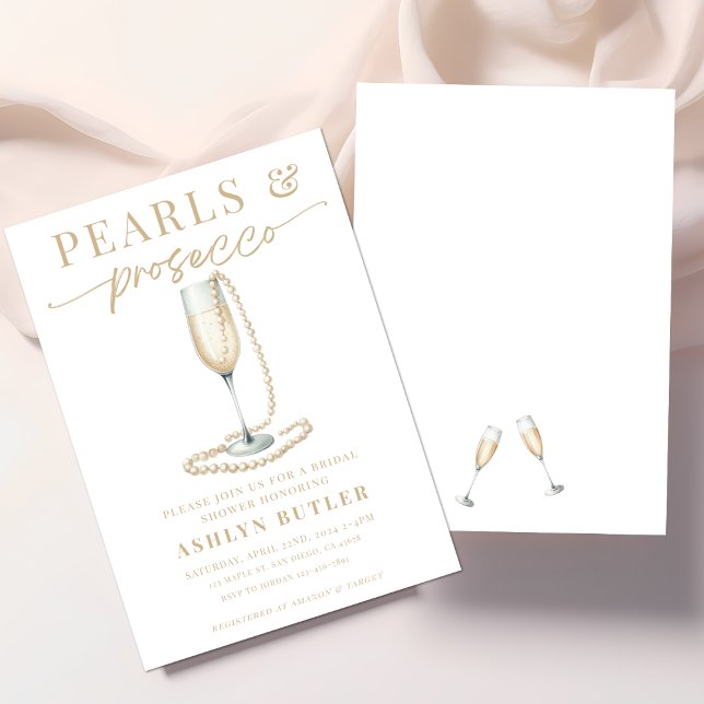 Pearls and Prosecco Bridal Shower Invitation (Creator Uploaded)