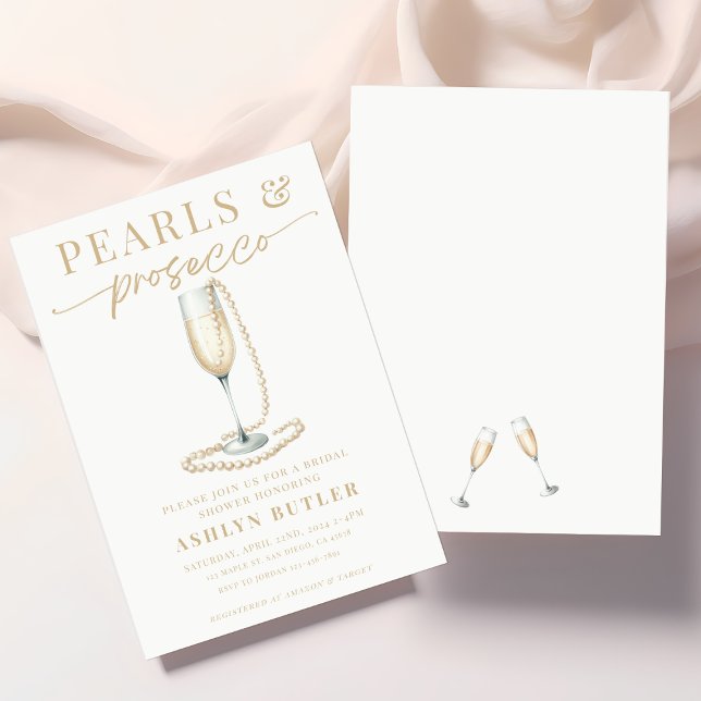 Pearls and Prosecco Bridal Shower Invitation (Creator Uploaded)