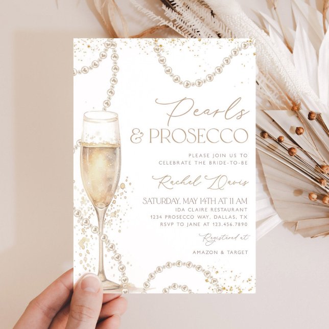 Pearls and Prosecco Bridal Shower Invitation, Pear Invitation (Creator Uploaded)