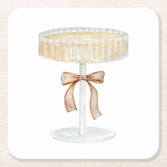 Pearls and Prosecco bridal shower love  Square Paper Coaster (Front)