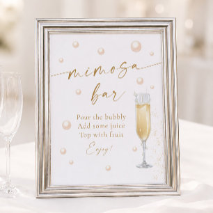 Pearls and Prosecco Bridal Shower Mimosa Bar Poster