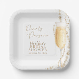 Pearls and Prosecco Bridal Shower Paper Plate