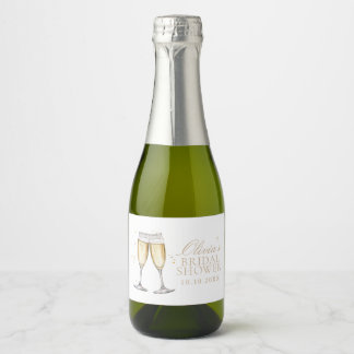 Pearls and Prosecco Bridal Shower  Paper Plates Sparkling Wine Label