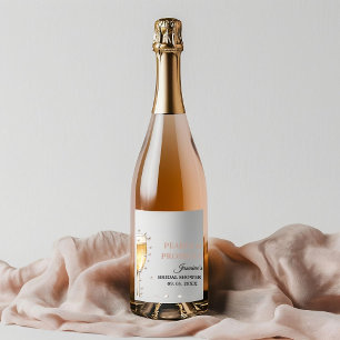 Pearls And Prosecco Bridal shower Party Sparkling Wine Label
