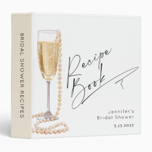 Pearls and Prosecco Bridal shower Recipe book Binder