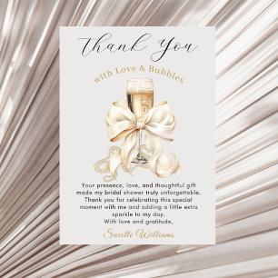 Pearls and Prosecco Bridal Shower Thank You Card