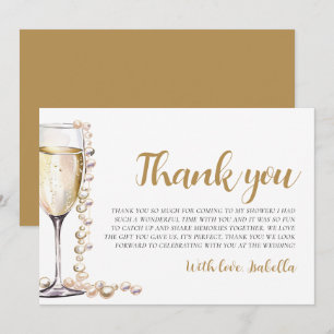 Pearls and Prosecco Bridal Shower Thank you Card