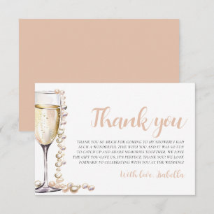 Pearls and Prosecco Bridal Shower Thank you Card