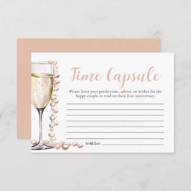 Pearls and Prosecco Bridal Shower Time Capsule Enclosure Card (Front/Back)
