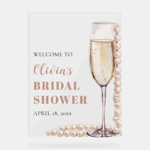 Pearls and Prosecco Bridal Shower Welcome Sign