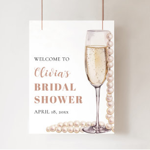 Pearls and Prosecco Bridal Shower Welcome Sign