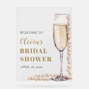 Pearls and Prosecco Bridal Shower Welcome Sign