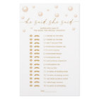 Pearls and Prosecco Bridal Shower Who Said Game