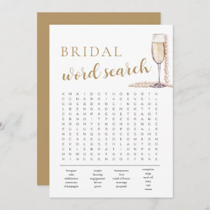 Pearls and Prosecco Bridal Shower Word Search Game Invitation