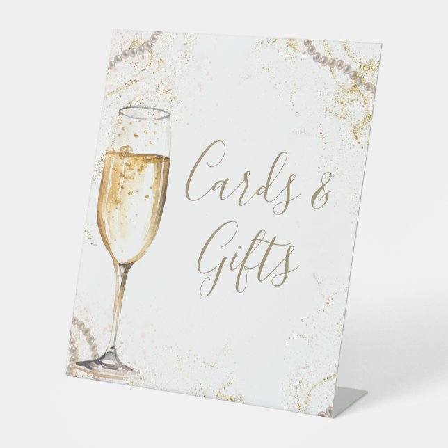Pearls and Prosecco Cards & Gifts Pedestal Sign (Front)