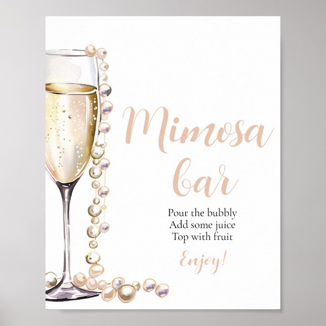 Pearls and Prosecco Champagne Mimosa Bar Sign (Front)