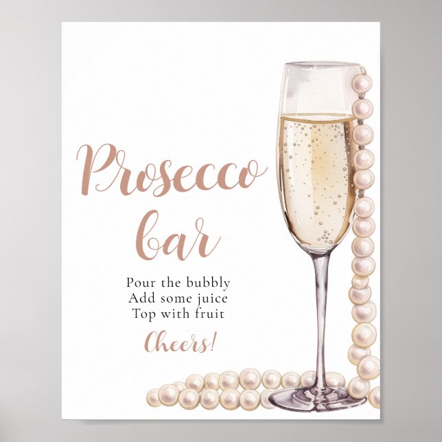 Pearls and Prosecco Champagne Prosecco Bar Sign (Front)